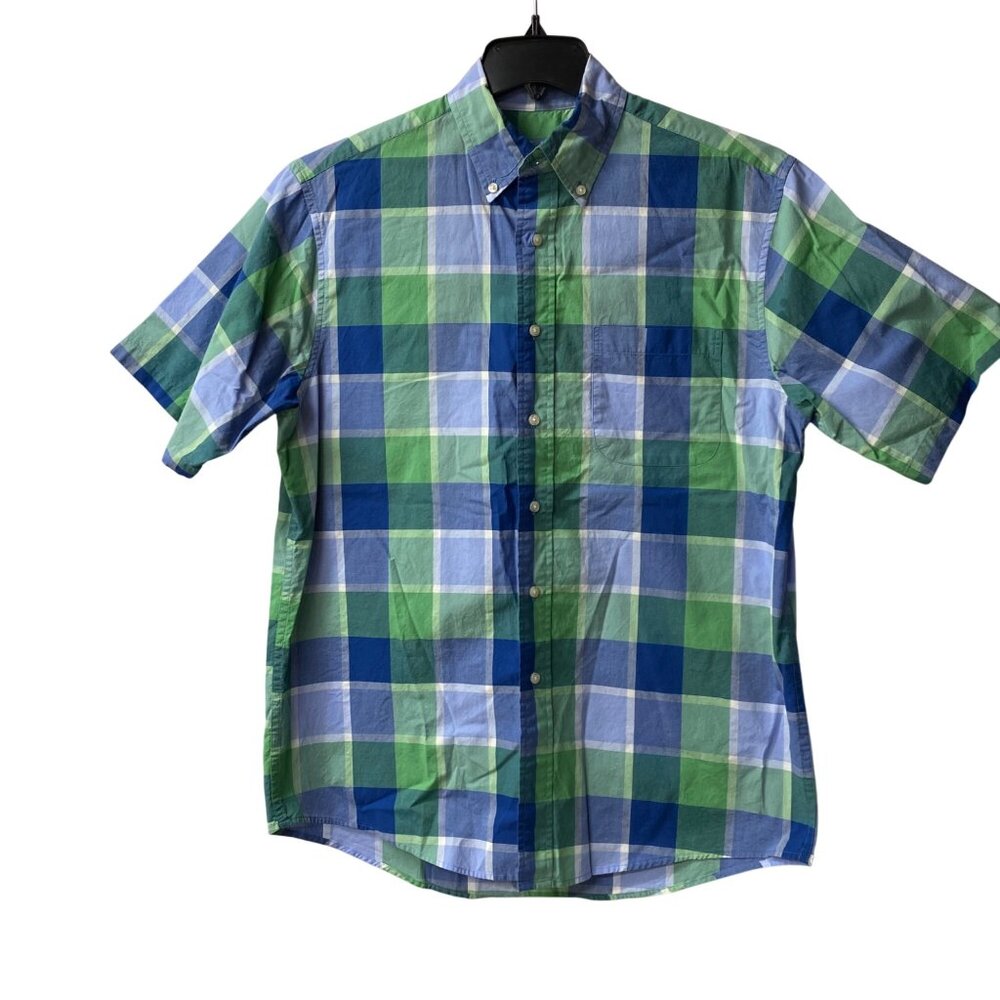 Jos. A. Bank Mens Stays Cool Short Sleeve Checkered Shirt Cotton Md
